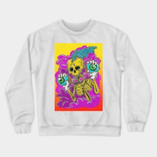 Psychedelic Skeleton holding eyeballs Crewneck Sweatshirt